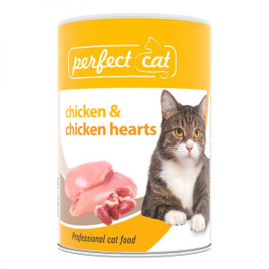 PERFECT CAT CHICKEN HEARTS konservi kaķiem Vista, vistas sirdis 400g
